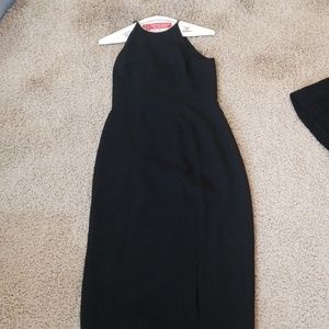 Black Tahari Classics black long slit dress
